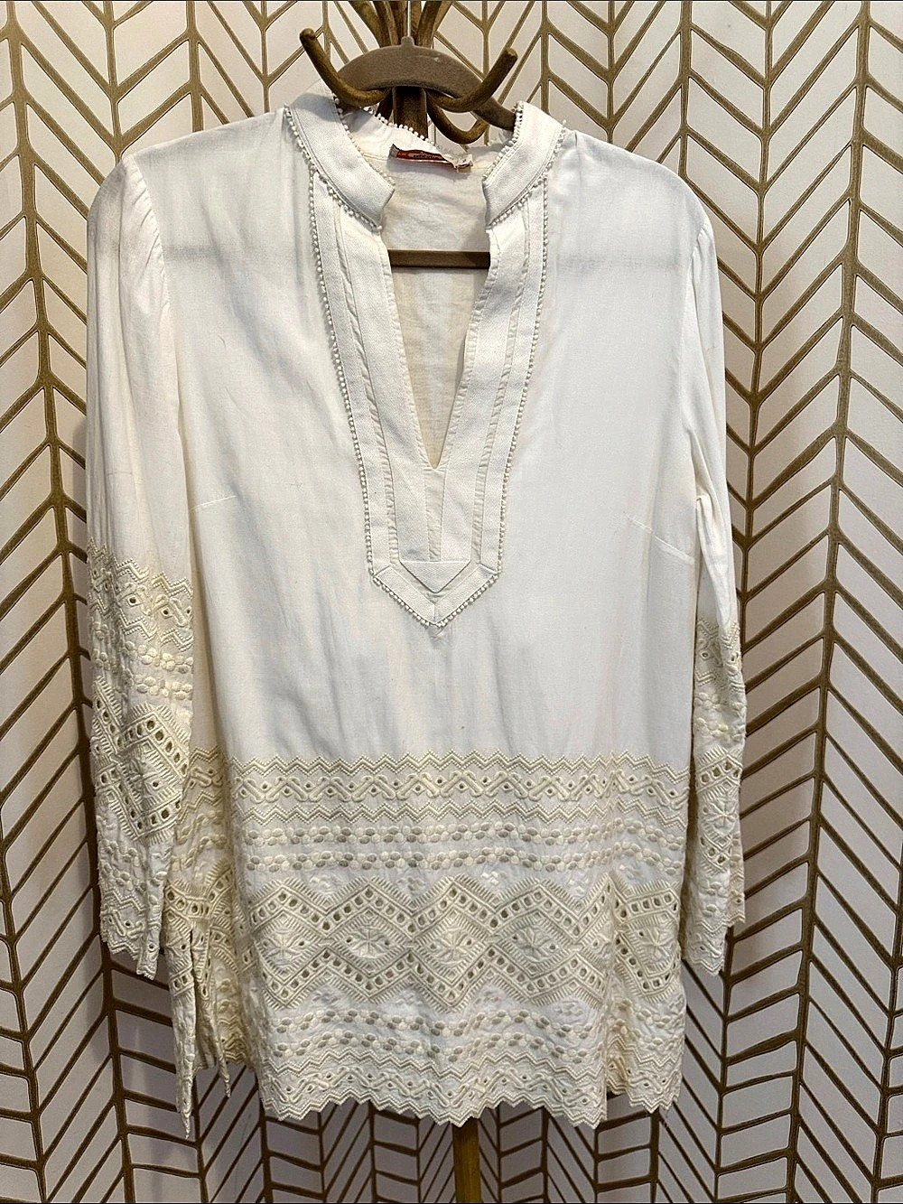 Tory Birch Embroidered White Tunic